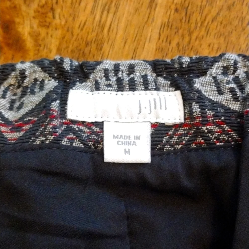 J Jill Cotton Blend Abstract print Midi Skirt M